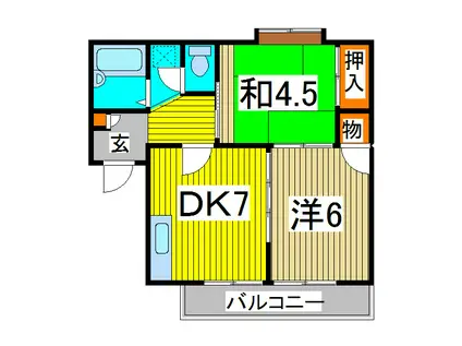 アーバンハイツA(2DK/1階)の間取り写真