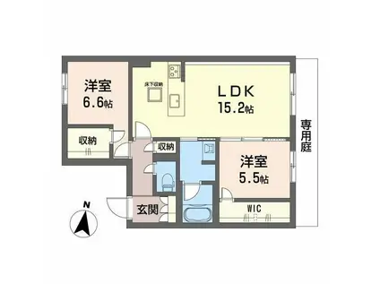 シャーメゾン壺川(2LDK/1階)の間取り写真