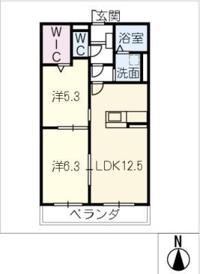 カーサ デルソーレ(2LDK/3階)の間取り写真