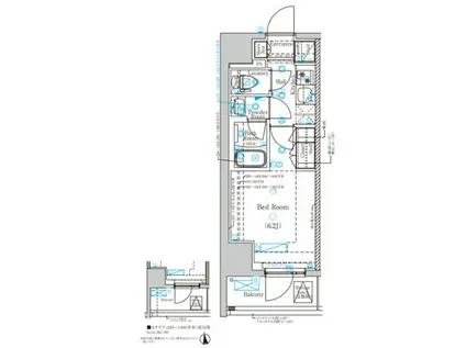 DIPS亀有駅前(1K/12階)の間取り写真