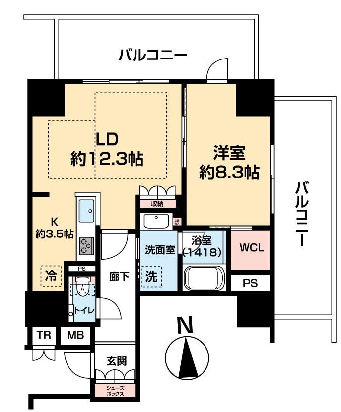 ザ・ハウス豊橋ウエスト(1LDK/12階)の間取り写真