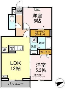 サニーコート木之庄(2LDK/1階)の間取り写真