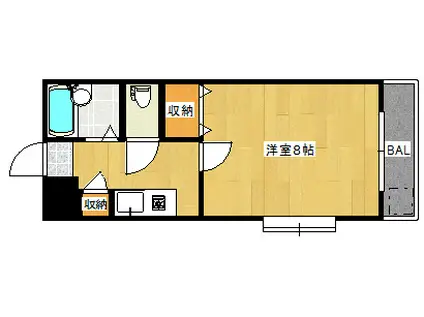 コーポレートロード21小松原(1K/4階)の間取り写真