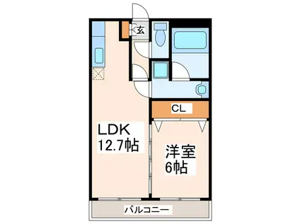 PISO壱番館(1LDK/3階)の間取り写真