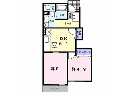 クレストールS.K・I(2DK/1階)の間取り写真