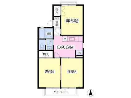 レジデンス横島1号館(3DK/2階)の間取り写真