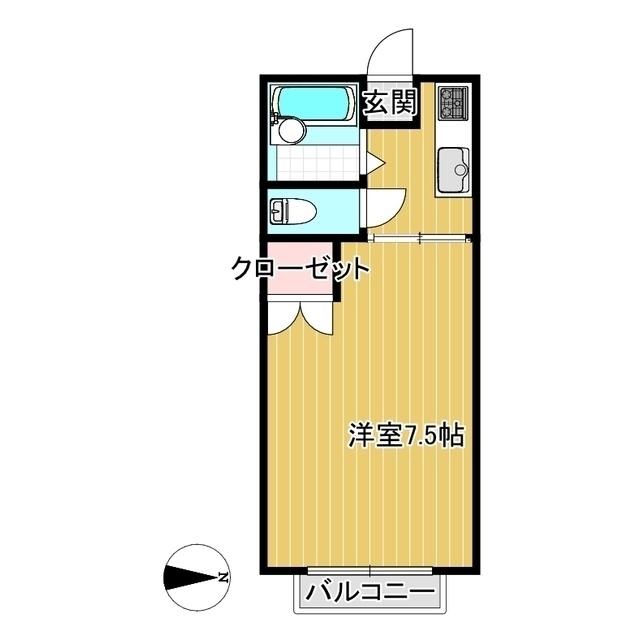 シャトレー1(1K/1階)の間取り写真