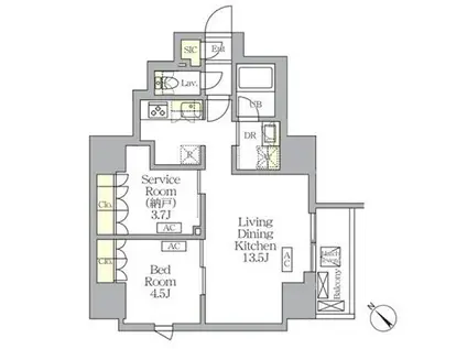 MFPRコート日本橋馬喰町(1SLDK/4階)の間取り写真