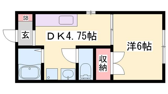 ハイネスS・A(1DK/2階)の間取り写真