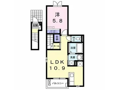 メゾン デスパシオII(1LDK/2階)の間取り写真