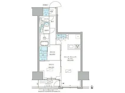 パークアクシス品川天王洲アイル(2LDK/12階)の間取り写真