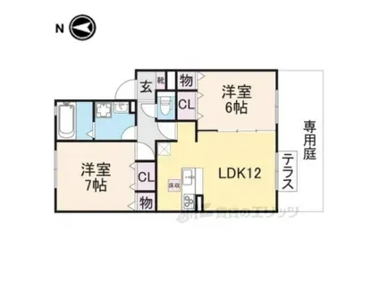 カルチェ赤坂(2LDK/1階)の間取り写真