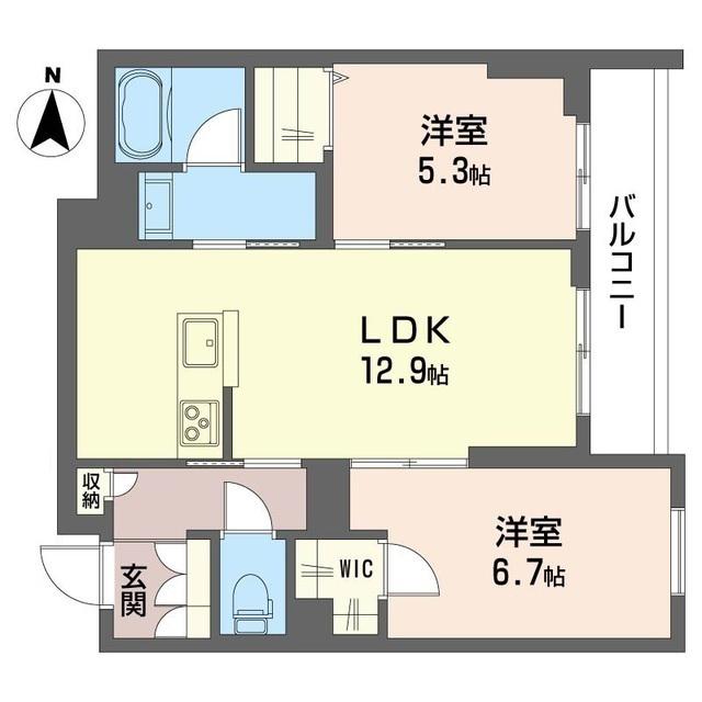 ヴィリジアン陣屋I(2LDK/3階)の間取り写真