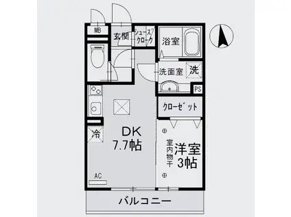カーサ丸山(1DK/1階)の間取り写真