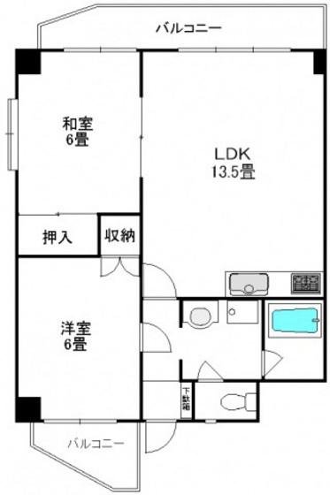二勝BLDG8(2LDK/4階)の間取り写真