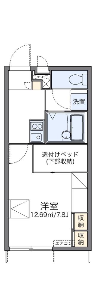 レオパレスコンフォート光明池(1K/1階)の間取り写真