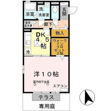 プランドール今在家 A棟(1DK/1階)の間取り写真