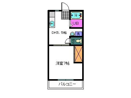 ぼくん家III(1DK/2階)の間取り写真