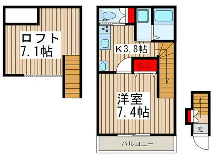 LIBERTA(1K/2階)の間取り写真