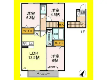 リジェールN(3LDK/2階)の間取り写真