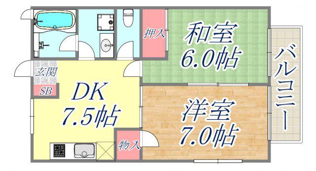 ブジュン苑(2DK/1階)の間取り写真