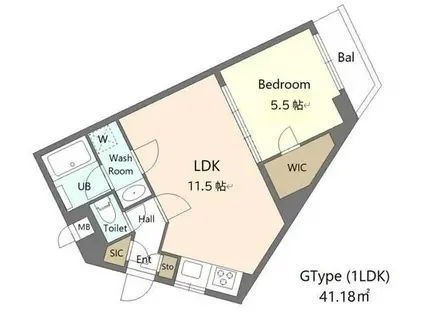 アリビス新江古田(1LDK/2階)の間取り写真