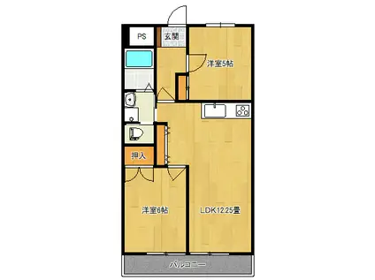 グランディール藤清 弐番館(2LDK/1階)の間取り写真