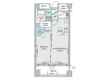 グランハイツ白金(1LDK/3階)の間取り写真