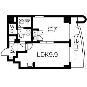 サンリヴァーメゾン(1LDK/6階)の間取り写真