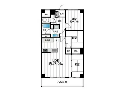 八王子マンション(3LDK/2階)の間取り写真
