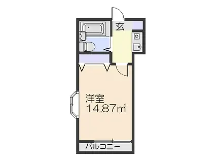 パークハイム衣笠(1K/2階)の間取り写真