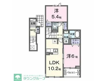 イーストフィールドI(2LDK/2階)の間取り写真