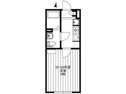 ルミノソ柴又(1K/1階)の間取り写真