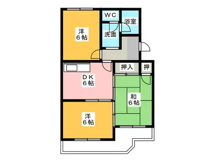 YUYUハイツII(3DK/2階)の間取り写真