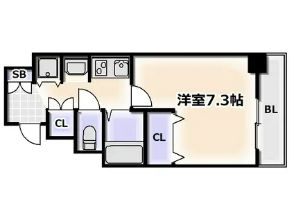 URBAN FLATS難波東(1K/8階)の間取り写真
