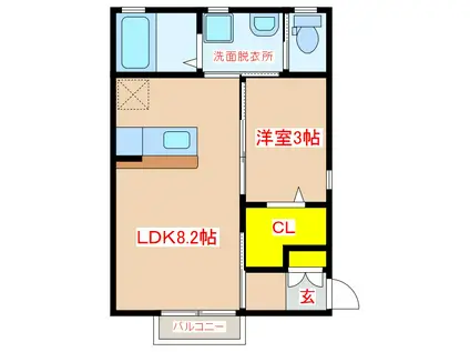 ASTRAEAII(1LDK/1階)の間取り写真