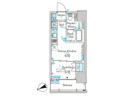 パークアクシス芝浦キャナル(1DK/4階)の間取り写真