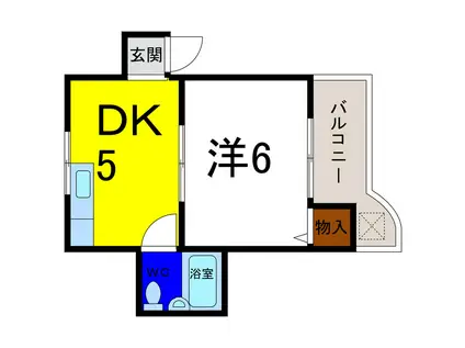 スカイハイツIII(1DK/4階)の間取り写真