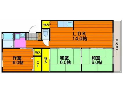 サバーヴ西坂(3LDK/1階)の間取り写真