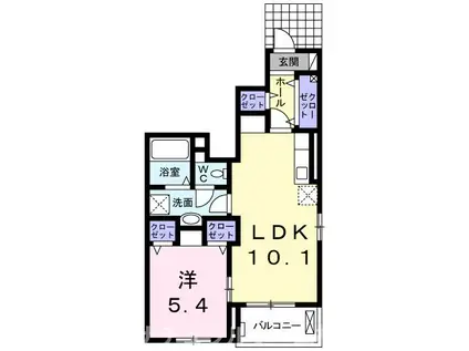 ベル・ソレイユK(1LDK/1階)の間取り写真