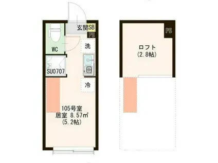 レジデンス・イン初台(ワンルーム/2階)の間取り写真