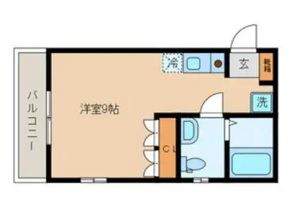 いなほハイツ(ワンルーム/2階)の間取り写真