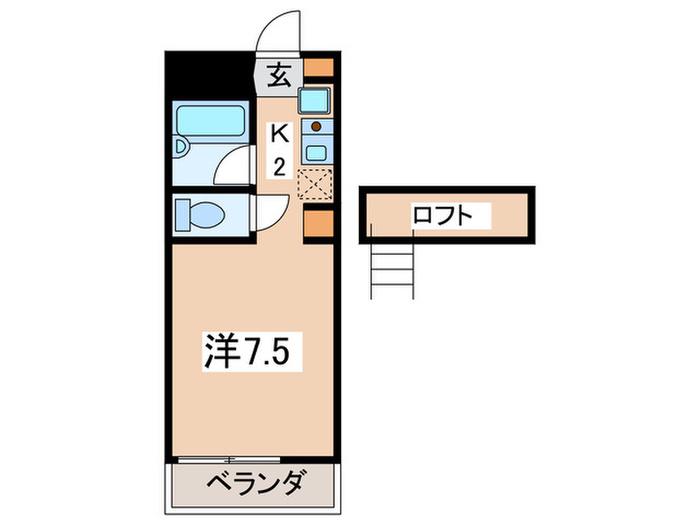 YOKOHAMAGENIUSGARDEN(1K/2階)の間取り写真