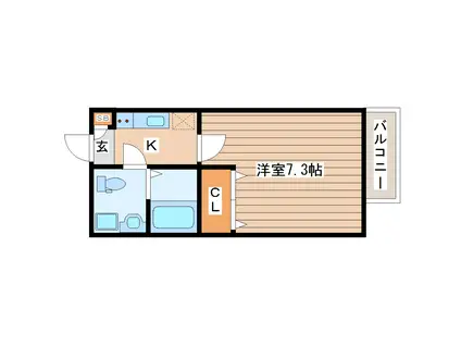 SAKURA長町(1K/1階)の間取り写真