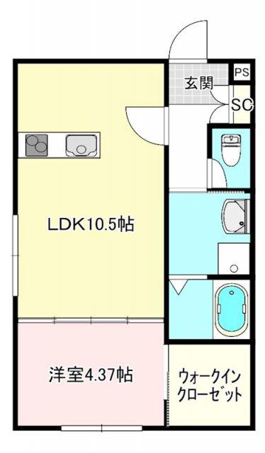 グラシエ土師ノース(1LDK/1階)の間取り写真