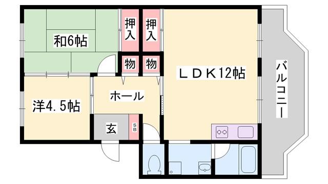 八丈岩マンション(2LDK/2階)の間取り写真