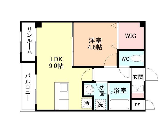 コンフォール魚津(1LDK/3階)の間取り写真