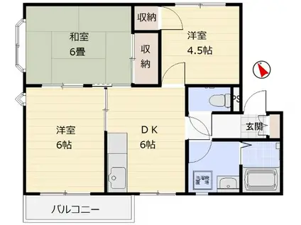 サニーコーポ上山(3DK/2階)の間取り写真
