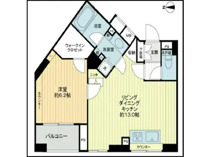 ジェイパーク早稲田(1LDK/2階)の間取り写真