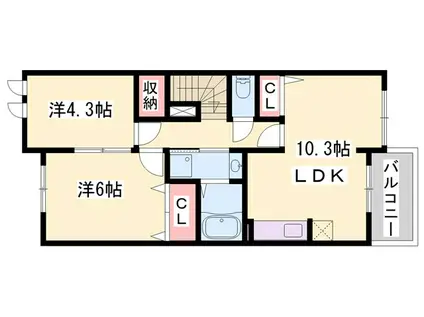 プリムローズ(2LDK/2階)の間取り写真